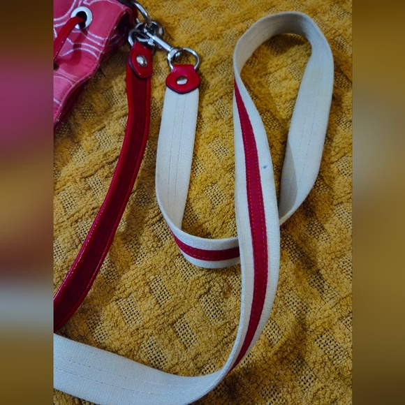 Coach Poppy Pink, Red, & Silver Signature Bucket Shoulder/Crossbody Bag - Picture 14 of 14